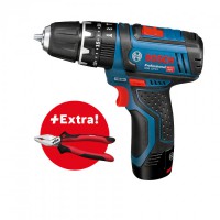 BOSCH GSB 12V-15 smūginis gręžtuvas - suktuvas + WIHA replės